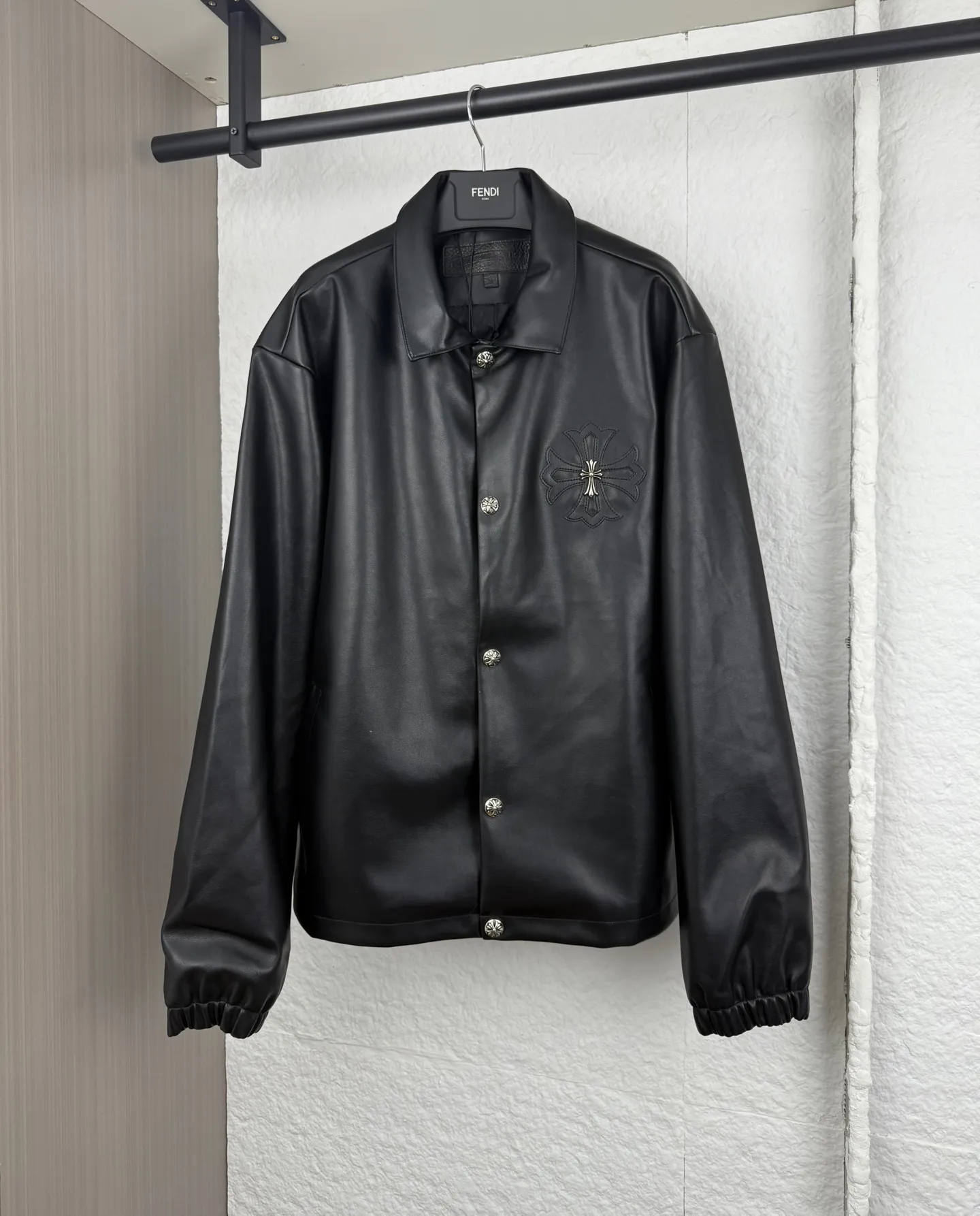 P580 Chrome Hearts Chrome Hearts Cross Leather Jacket S/M/L/XL